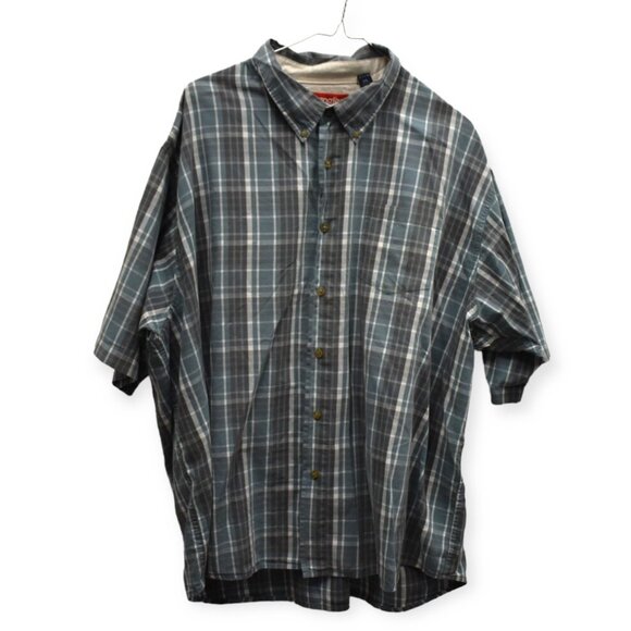 Wrangler Shirt 2XL Mens Plaid Short Sleeve Button Down Western Rodeo Cotton - Picture 1 of 14